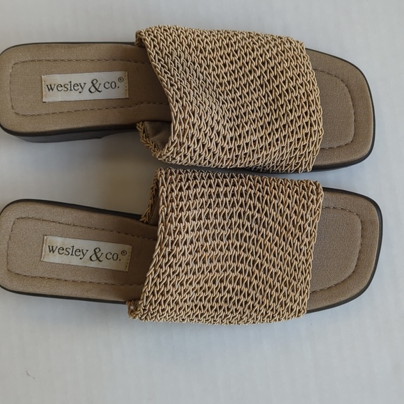 Wesley & Co. Neutral Slide Summer Sandal 6 Tan Brown - Picture 4 of 15
